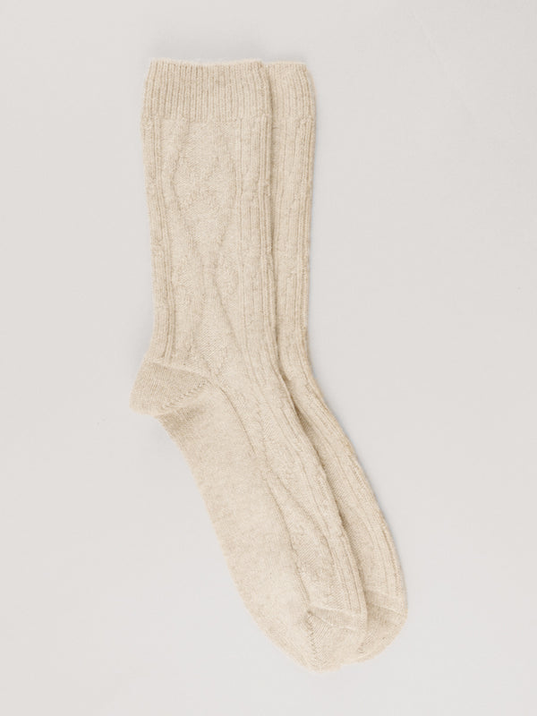 Pétrone chaussettes chaudes maille laine mérinos beige homme