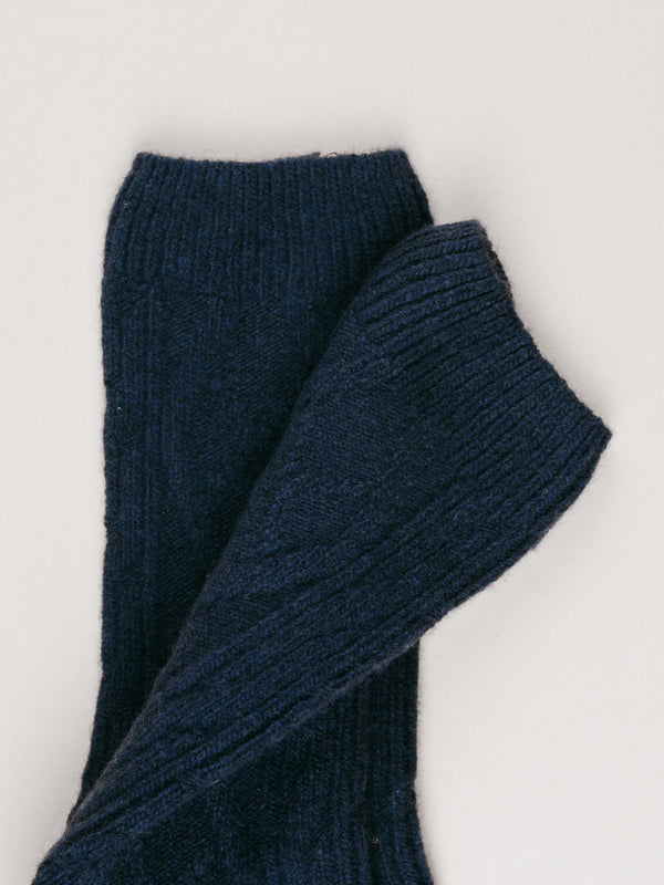 Pétrone chaussettes chaudes maille laine mérinos bleu marine homme
