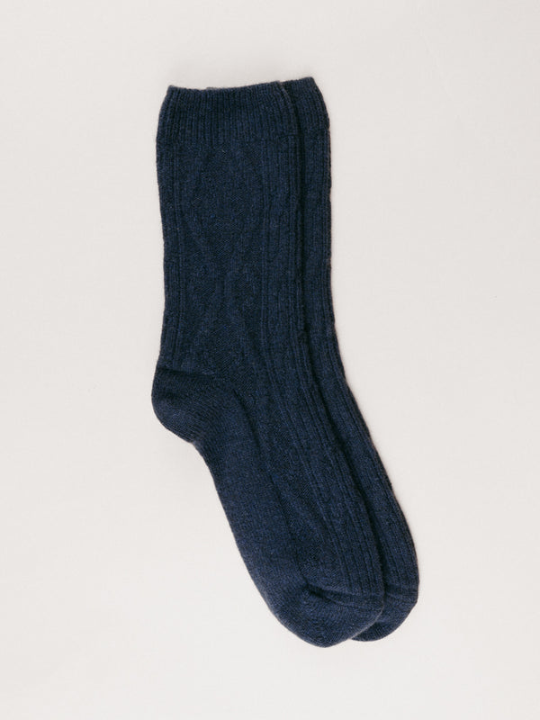 Pétrone chaussettes chaudes maille laine mérinos bleu marine homme