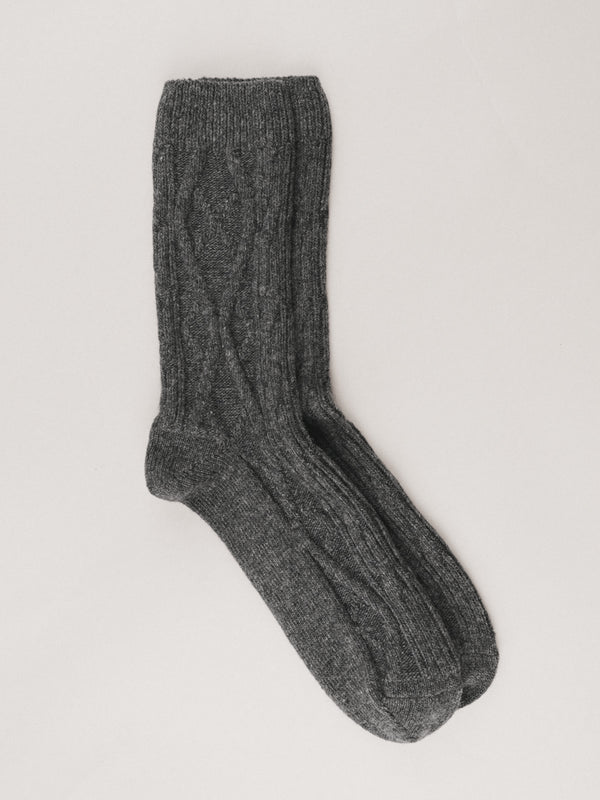 Pétrone chaussettes chaudes maille laine mérinos gris anthracite femme