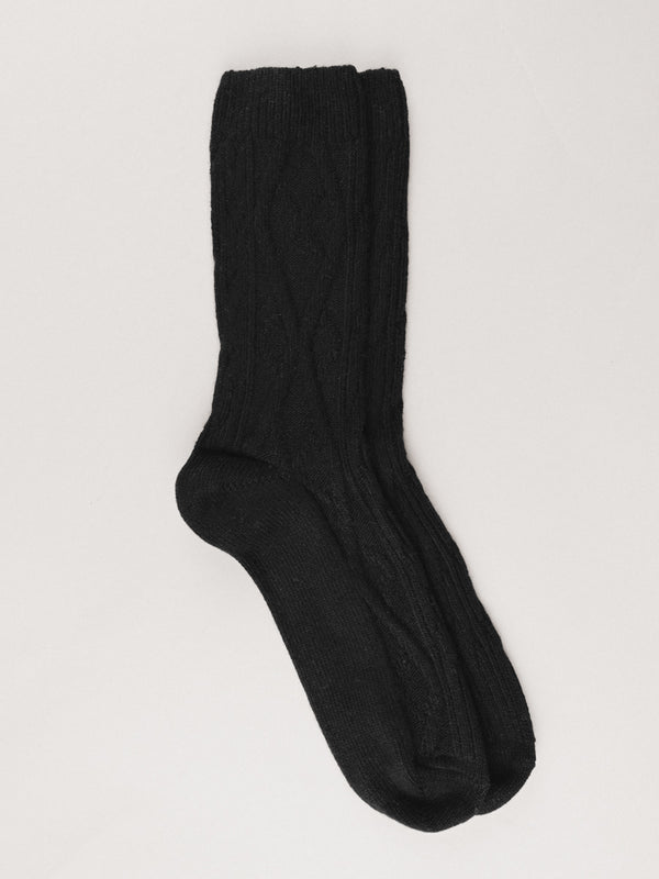 Pétrone chaussettes chaudes maille laine mérinos noir femme