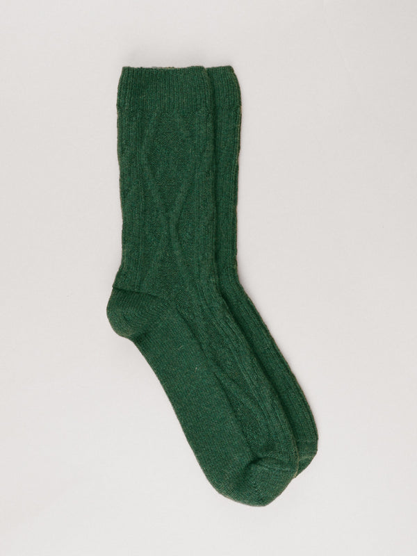 Pétrone chaussettes chaudes maille laine mérinos vert femme
