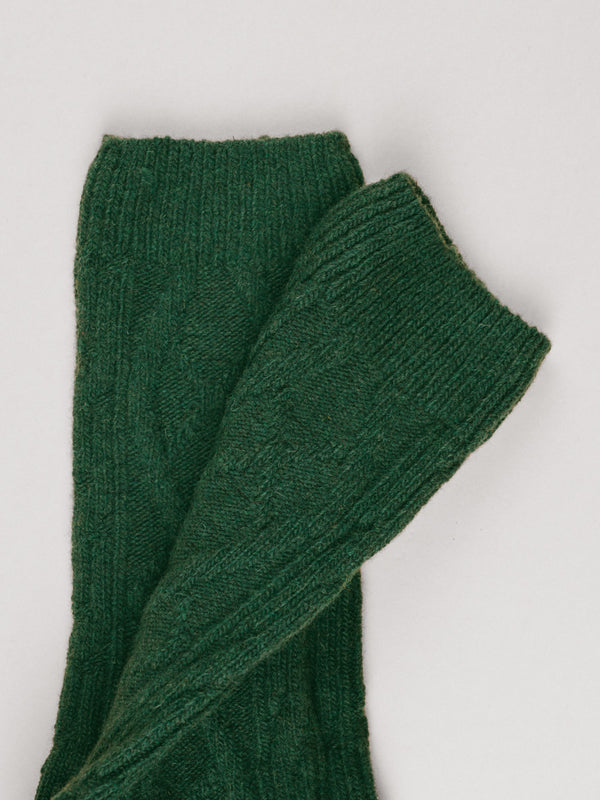 Pétrone chaussettes chaudes maille laine mérinos vert femme