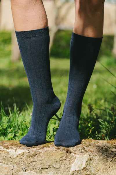 Chaussettes côtelées lin & coton