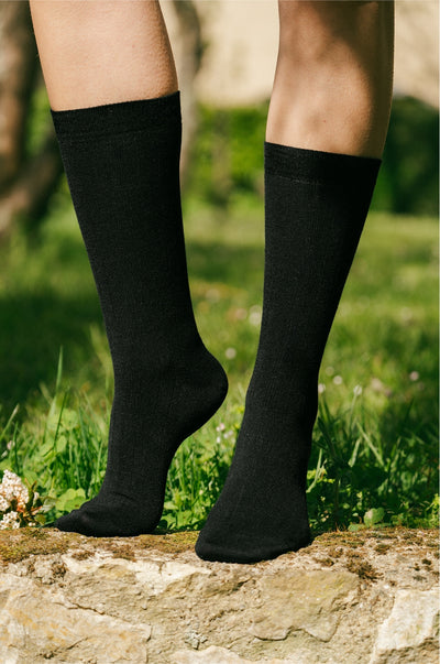 Chaussettes côtelées lin & coton