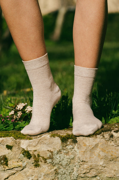 Chaussettes lin beige chiné homme made in Portugal