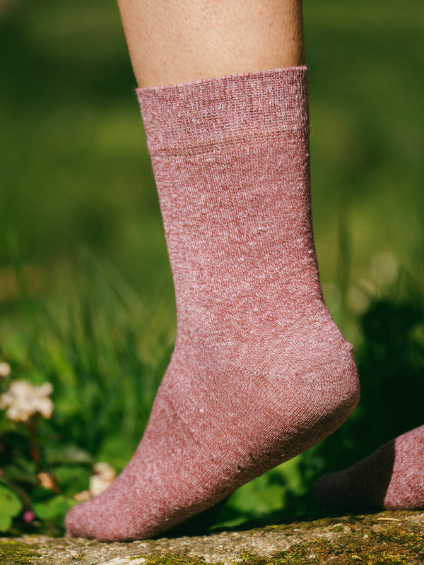 Pétrone chaussettes lin coton bordeaux chiné femme