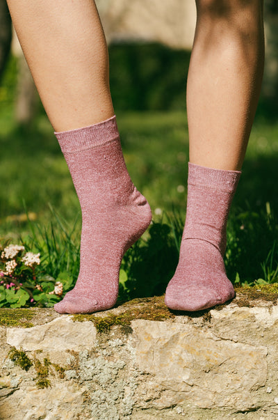 Chaussettes lin bordeaux chiné homme made in Portugal