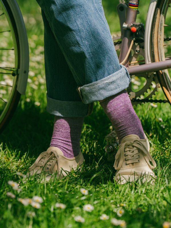 Pétrone chaussettes lin coton lilas chiné femme