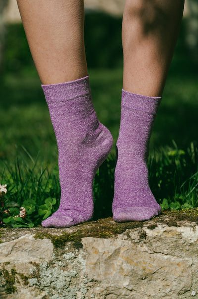 Chaussettes lin lilas chiné homme made in Portugal