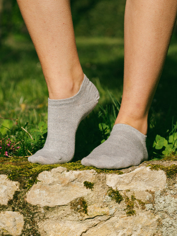 Pétrone socquettes lin coton gris femme