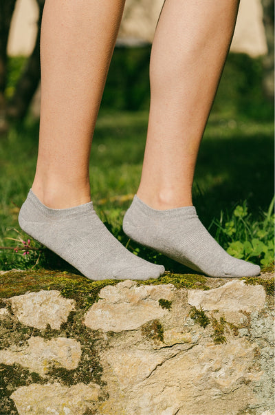 Pétrone socquettes lin coton gris homme