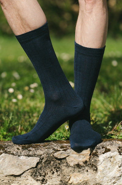 Chaussettes côtelées lin & coton