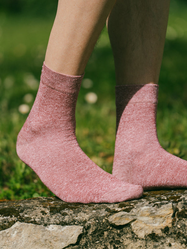 Pétrone chaussettes lin coton bordeaux chiné homme
