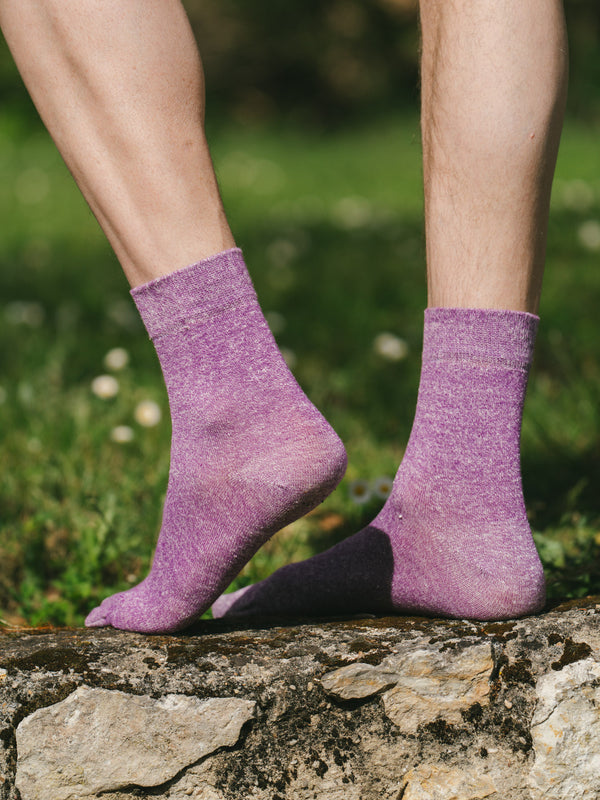 Pétrone chaussettes lin coton lilas chiné homme