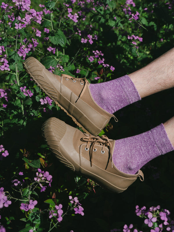 Pétrone chaussettes lin coton lilas chiné homme