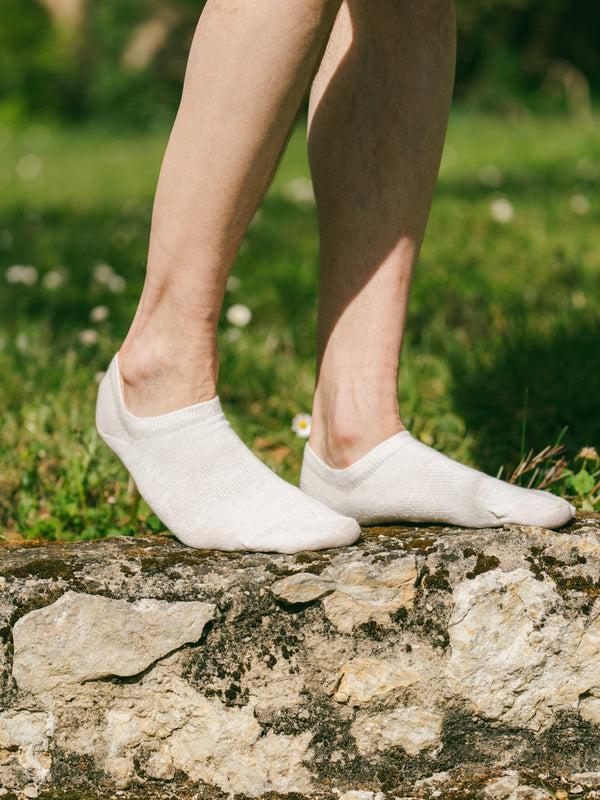 Pétrone socquettes lin coton blanc homme
