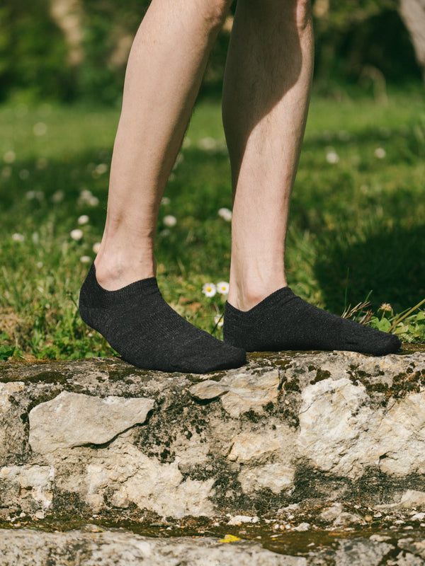 Pétrone socquettes lin coton noir homme