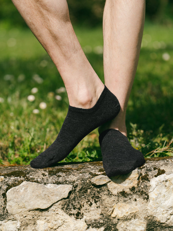 Pétrone socquettes lin coton noir homme