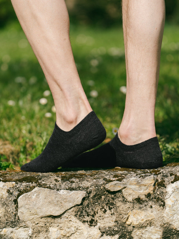 Pétrone socquettes lin coton noir homme