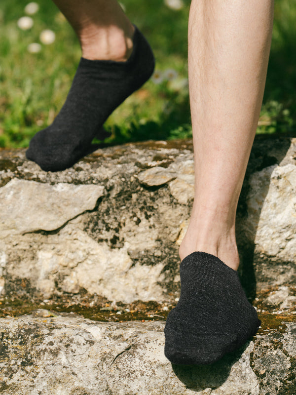 Pétrone socquettes lin coton noir homme