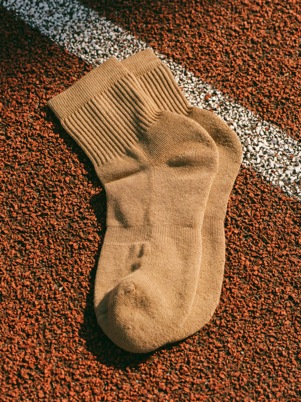 Pétrone chaussettes de tennis coton bio ecocoll camel femme