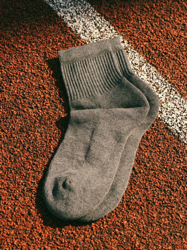 Pétrone chaussettes de tennis coton bio ecocoll gris moyen femme