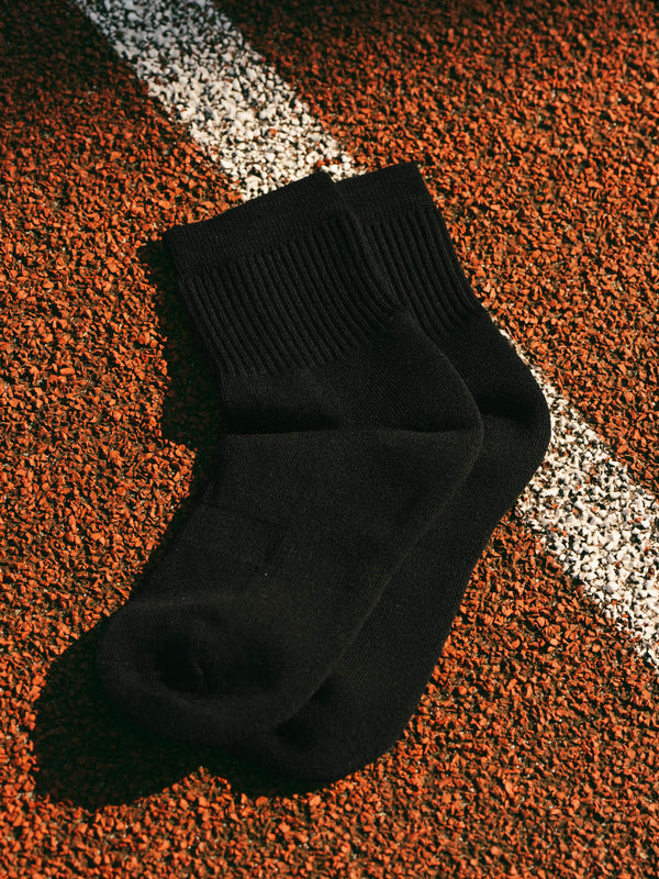 Pétrone chaussettes de tennis coton bio ecocoll noir femme