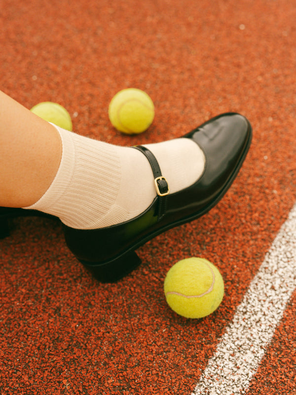 Pétrone chaussettes de tennis coton bio ecocoll écru femme