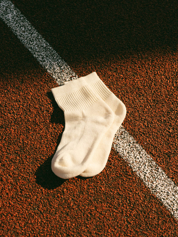 Pétrone chaussettes de tennis coton bio ecocoll écru femme