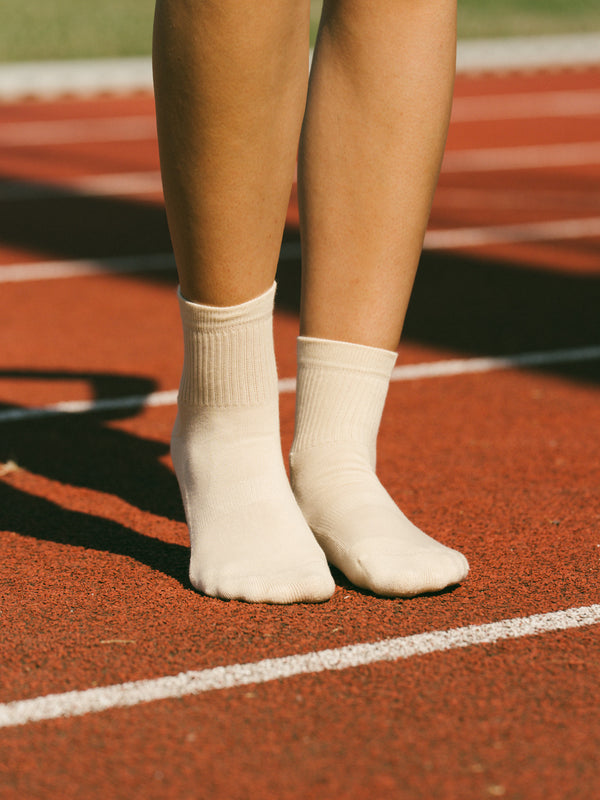 Pétrone chaussettes de tennis coton bio ecocoll écru femme