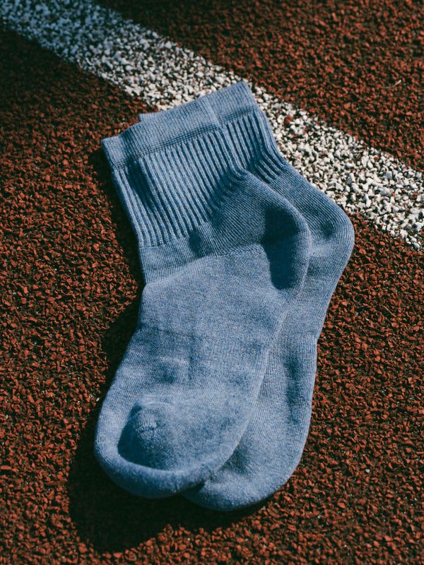 Pétrone chaussettes de tennis coton bio ecocoll bleu jean femme