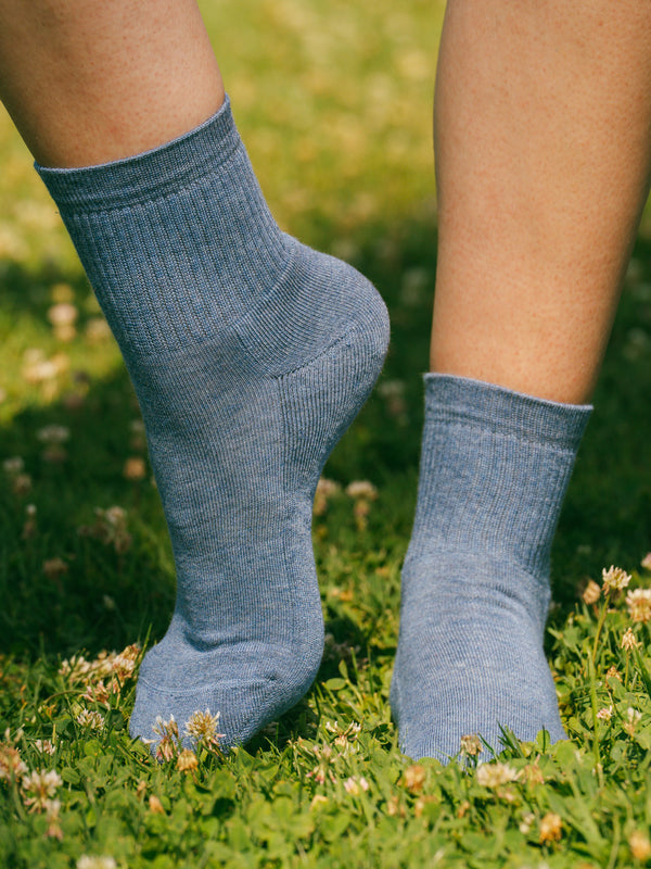 Pétrone chaussettes de tennis coton bio ecocoll bleu jean femme