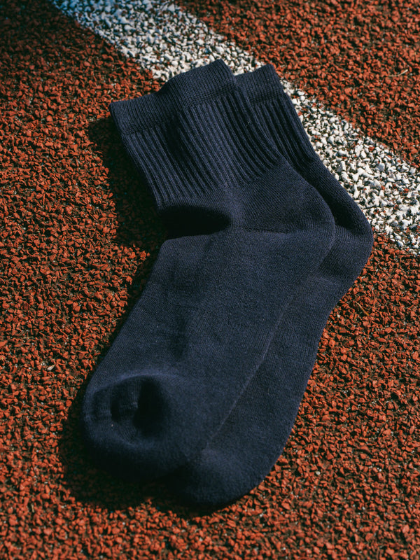 Pétrone chaussettes de tennis coton bio ecocoll bleu marine femme