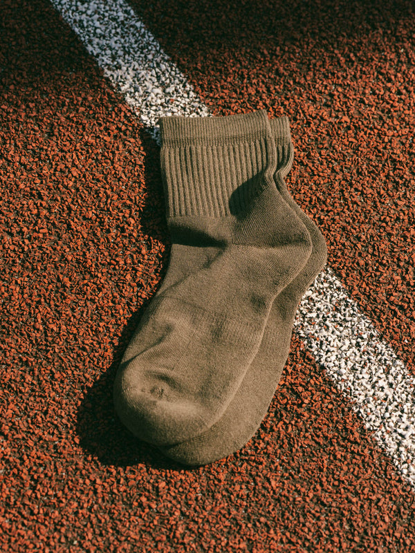 Pétrone chaussettes de tennis coton bio ecocoll vert kaki femme