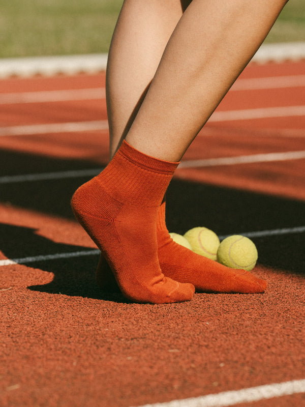 Pétrone chaussettes de tennis coton bio ecocoll rouille femme