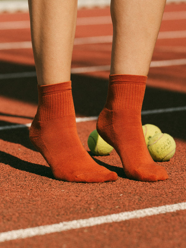 Pétrone chaussettes de tennis coton bio ecocoll rouille femme