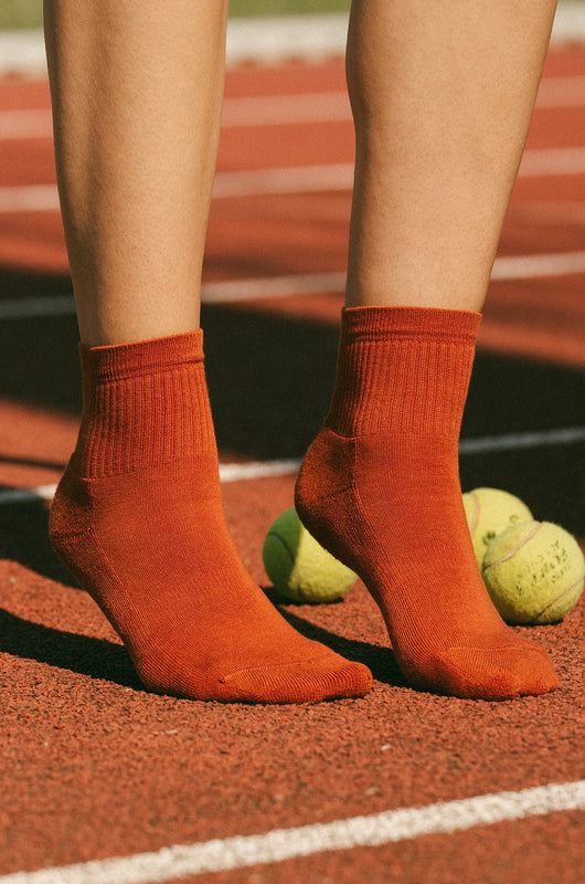 Pétrone chaussettes de tennis coton bio ecocoll rouille femme