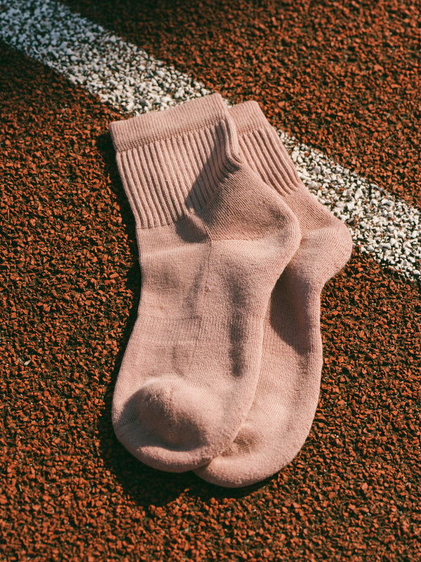 Pétrone chaussettes de tennis coton bio ecocoll vieux rose femme