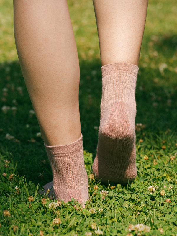 Pétrone chaussettes de tennis coton bio ecocoll vieux rose femme