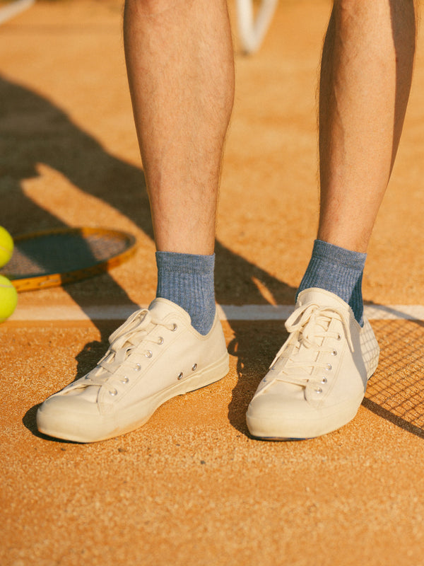 Pétrone chaussettes de tennis coton bio ecocell bleu jean homme