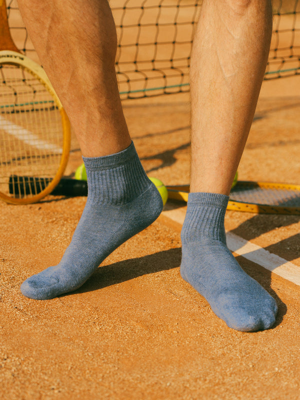 Pétrone chaussettes de tennis coton bio ecocell bleu jean homme