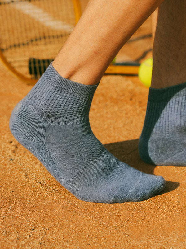 Pétrone chaussettes de tennis coton bio ecocell bleu jean homme