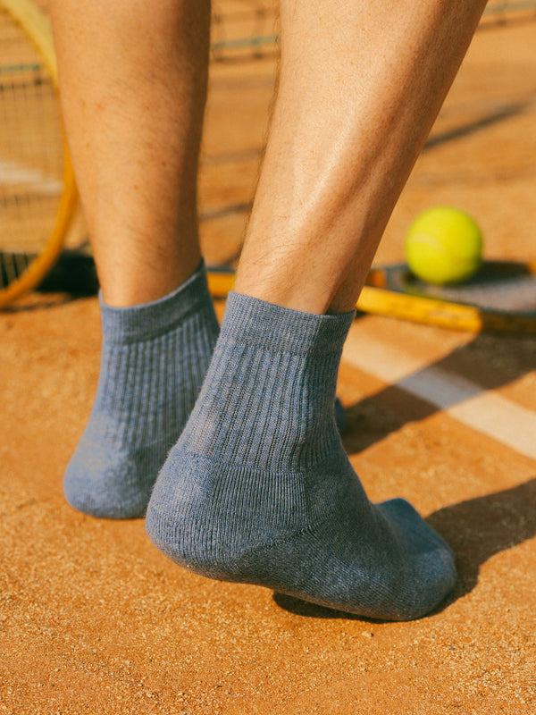 Pétrone chaussettes de tennis coton bio ecocell bleu jean homme