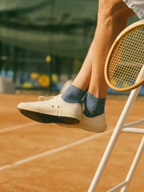 Pétrone chaussettes de tennis coton bio ecocell bleu jean homme