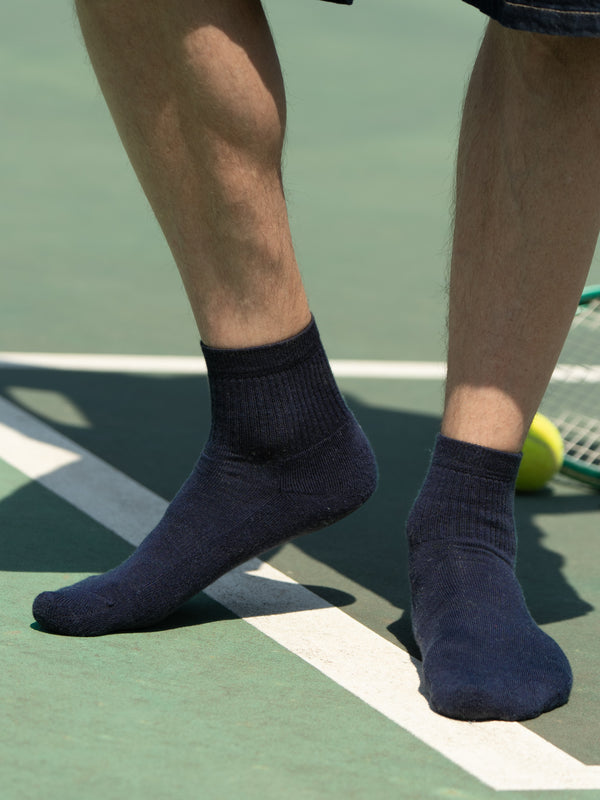 Pétrone chaussettes de tennis coton bio ecocell bleu marine homme