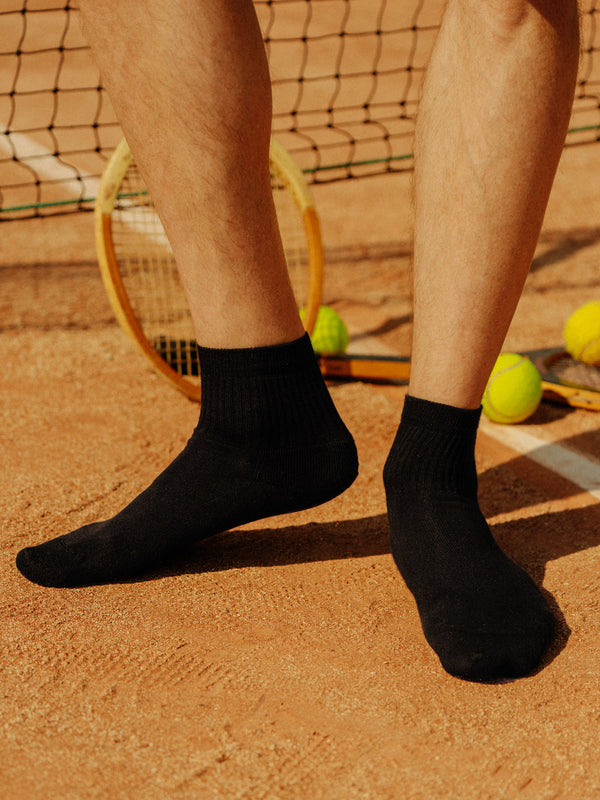 Pétrone chaussettes de tennis coton bio ecocell noir homme