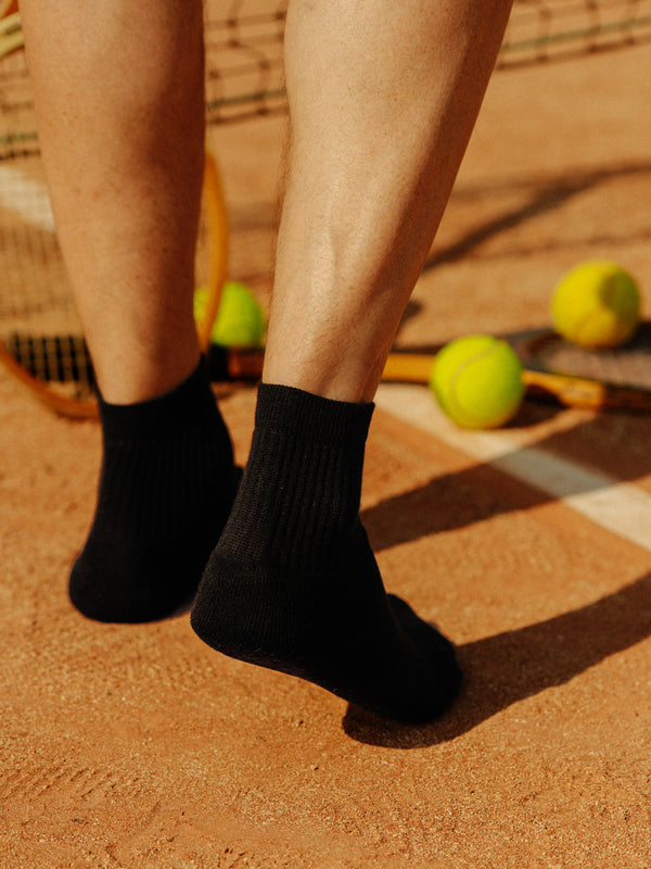 Pétrone chaussettes de tennis coton bio ecocell noir homme