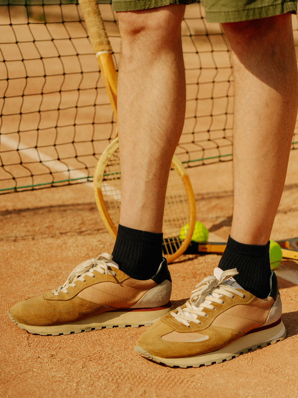 Pétrone chaussettes de tennis coton bio ecocell noir homme