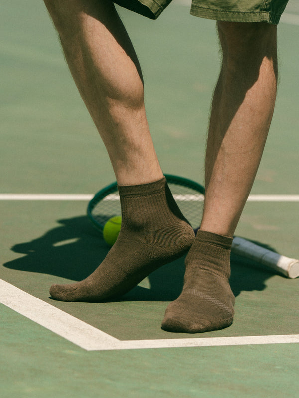 Pétrone chaussettes de tennis coton bio ecocell vert kaki homme